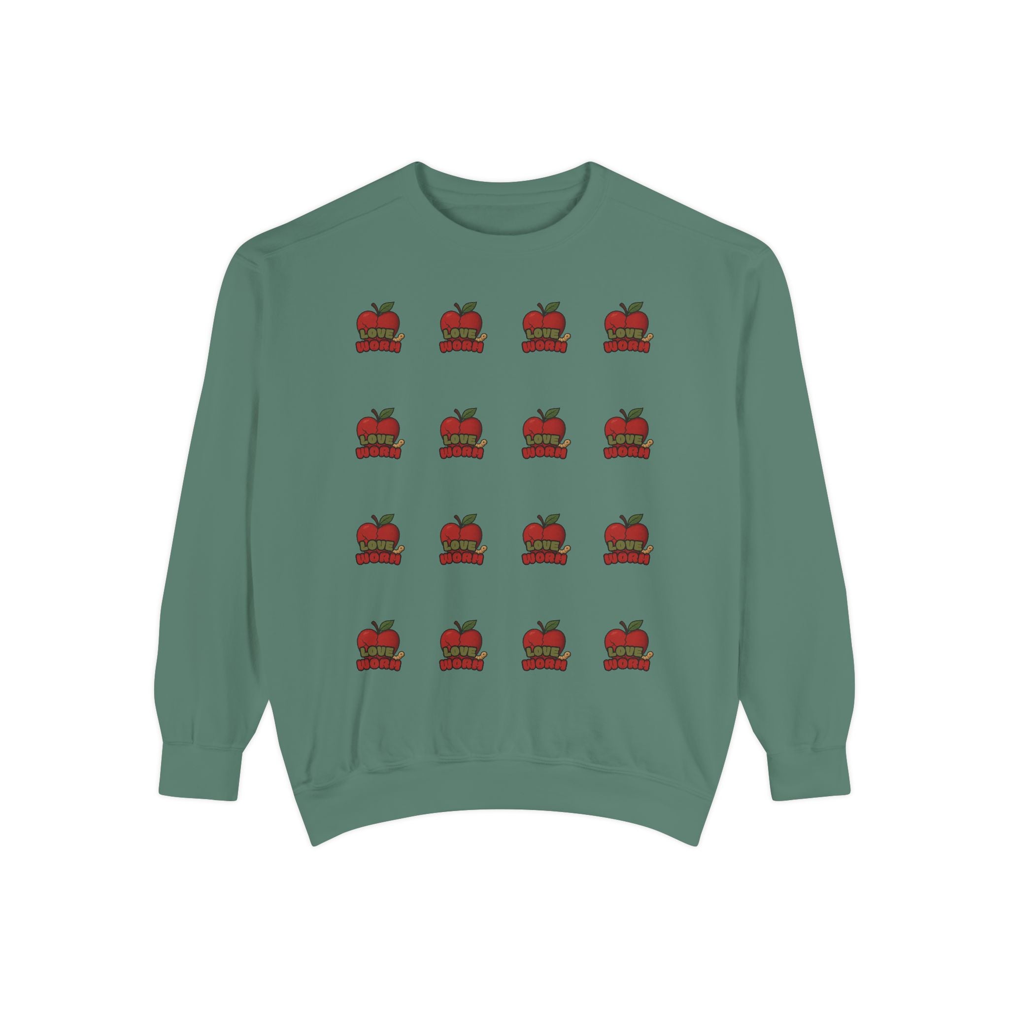 Apple Pattern Sweatshirt — Repeating Vintage Apple Crewneck for Teachers & Back-to-School