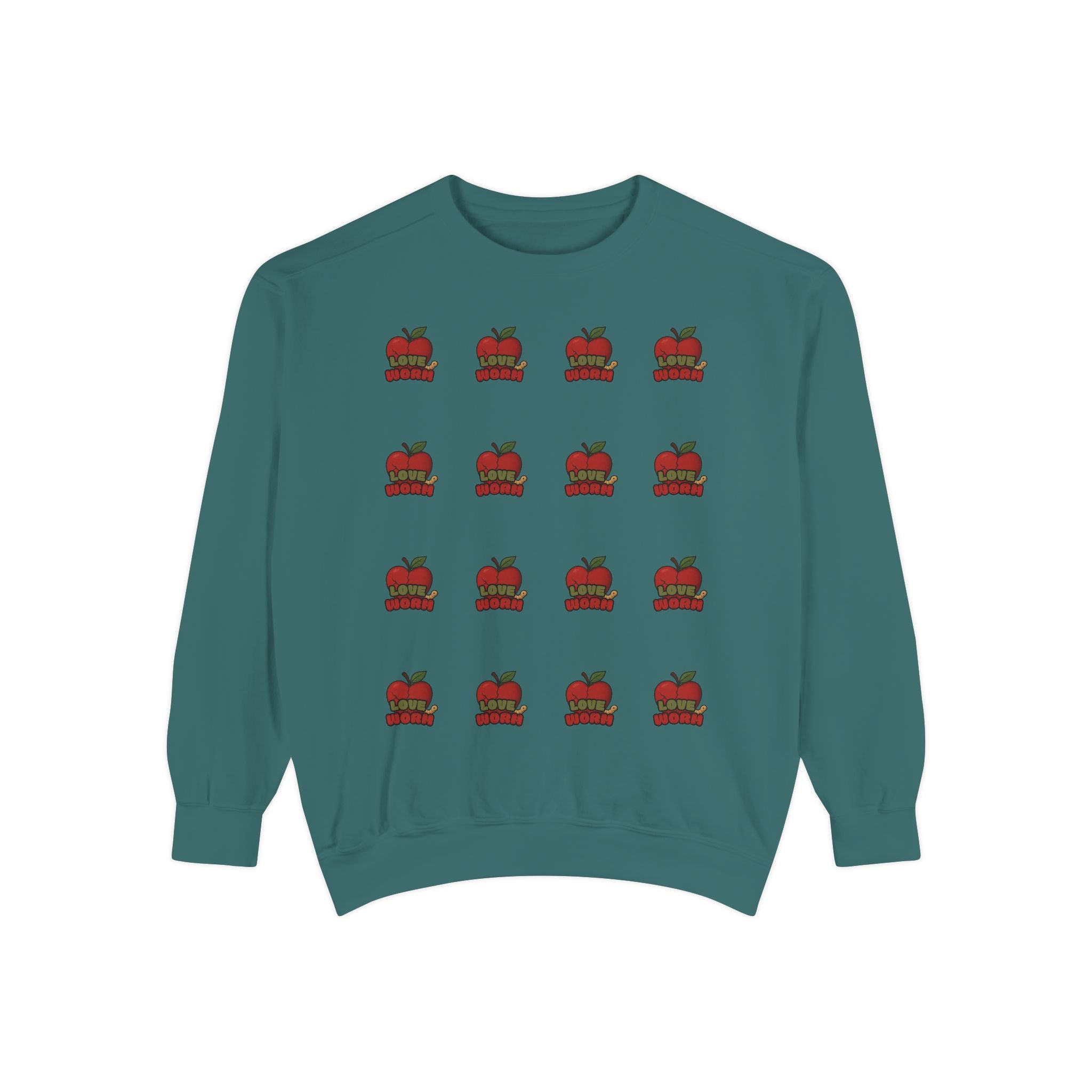 Apple Pattern Sweatshirt — Repeating Vintage Apple Crewneck for Teachers & Back-to-School
