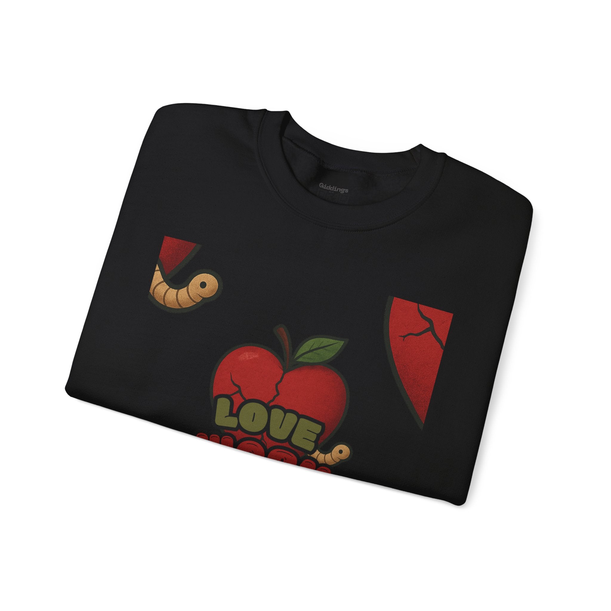 Crewneck Sweatshirt — 'Love, Worm' Apple Graphic Cozy Pullover