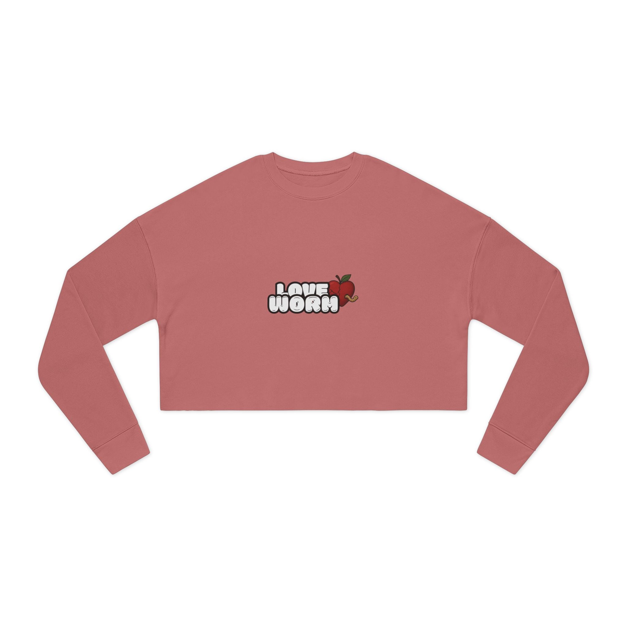 I Love Worm Cropped Sweatshirt — Cute Girly Graphic Crop Top