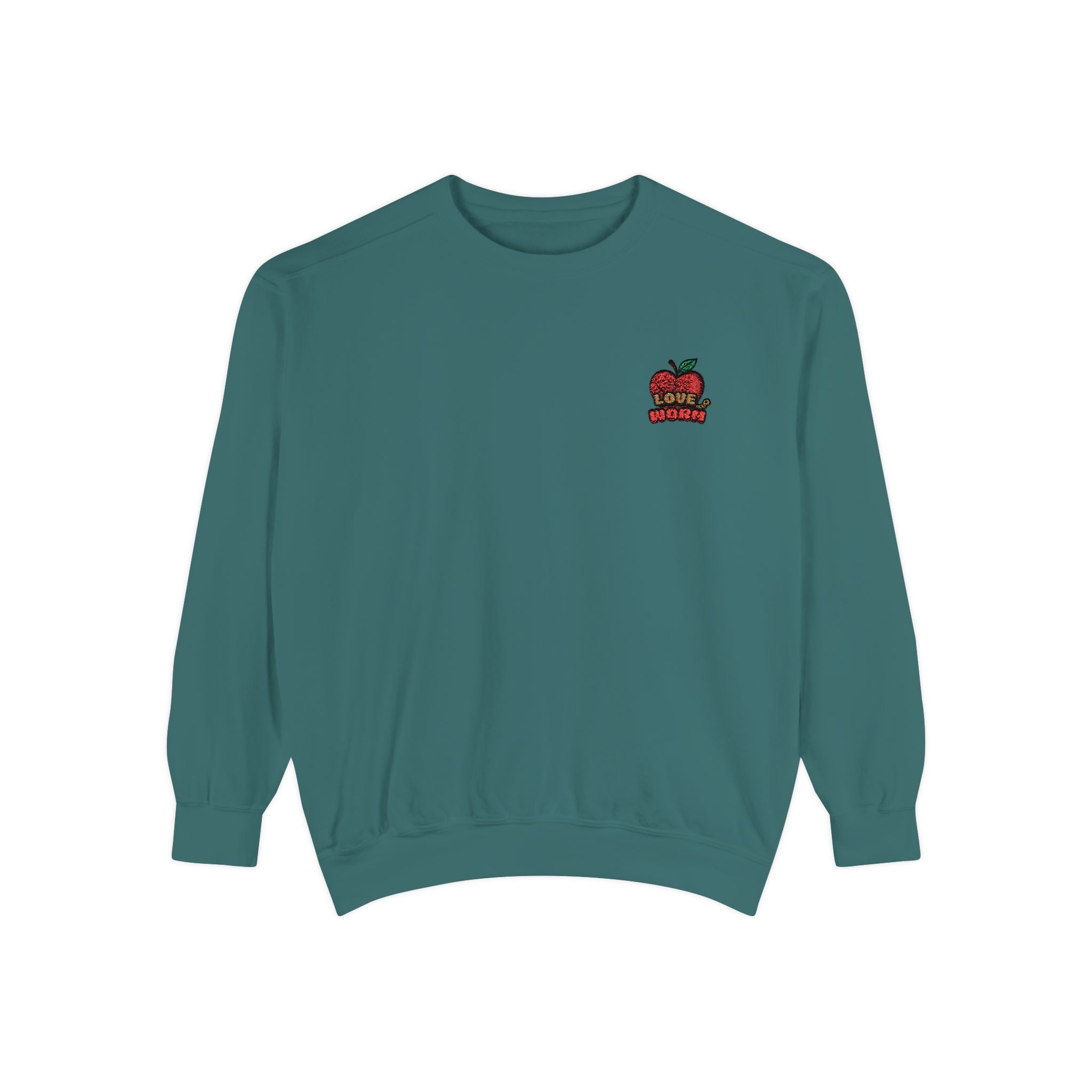 Apple Patch Sweatshirt — Retro "Bite Me" Graphic Crewneck