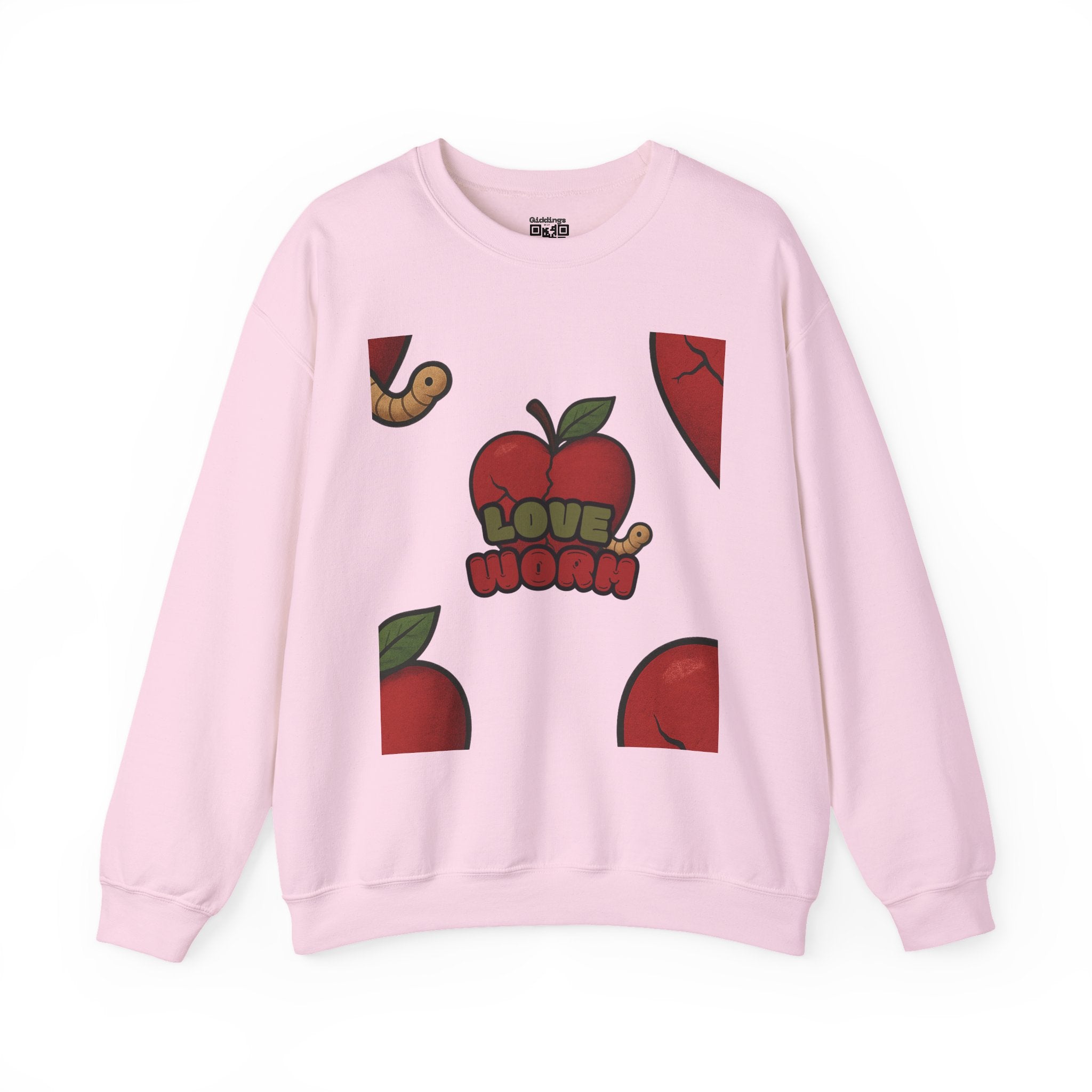 Crewneck Sweatshirt — 'Love, Worm' Apple Graphic Cozy Pullover