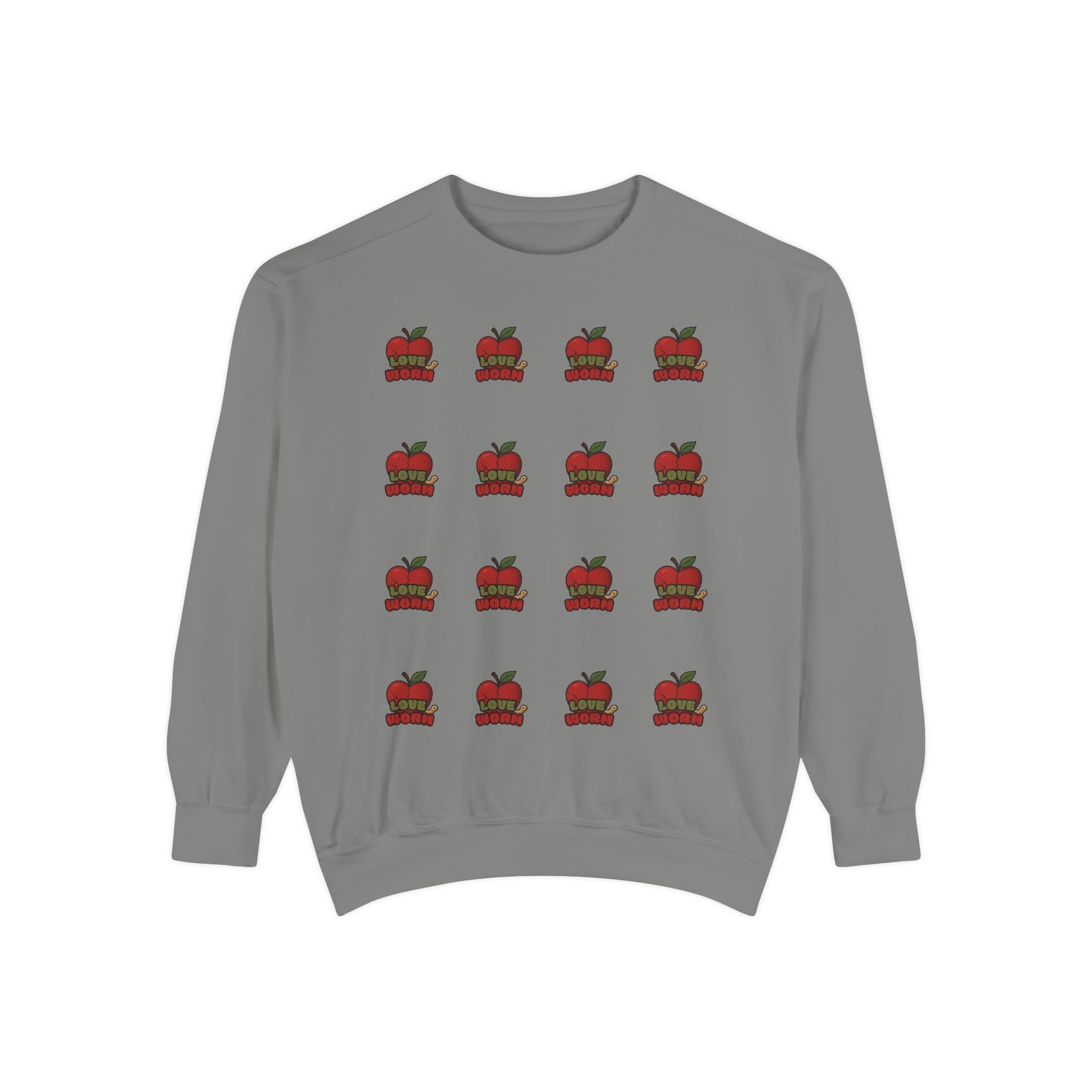 Apple Pattern Sweatshirt — Repeating Vintage Apple Crewneck for Teachers & Back-to-School
