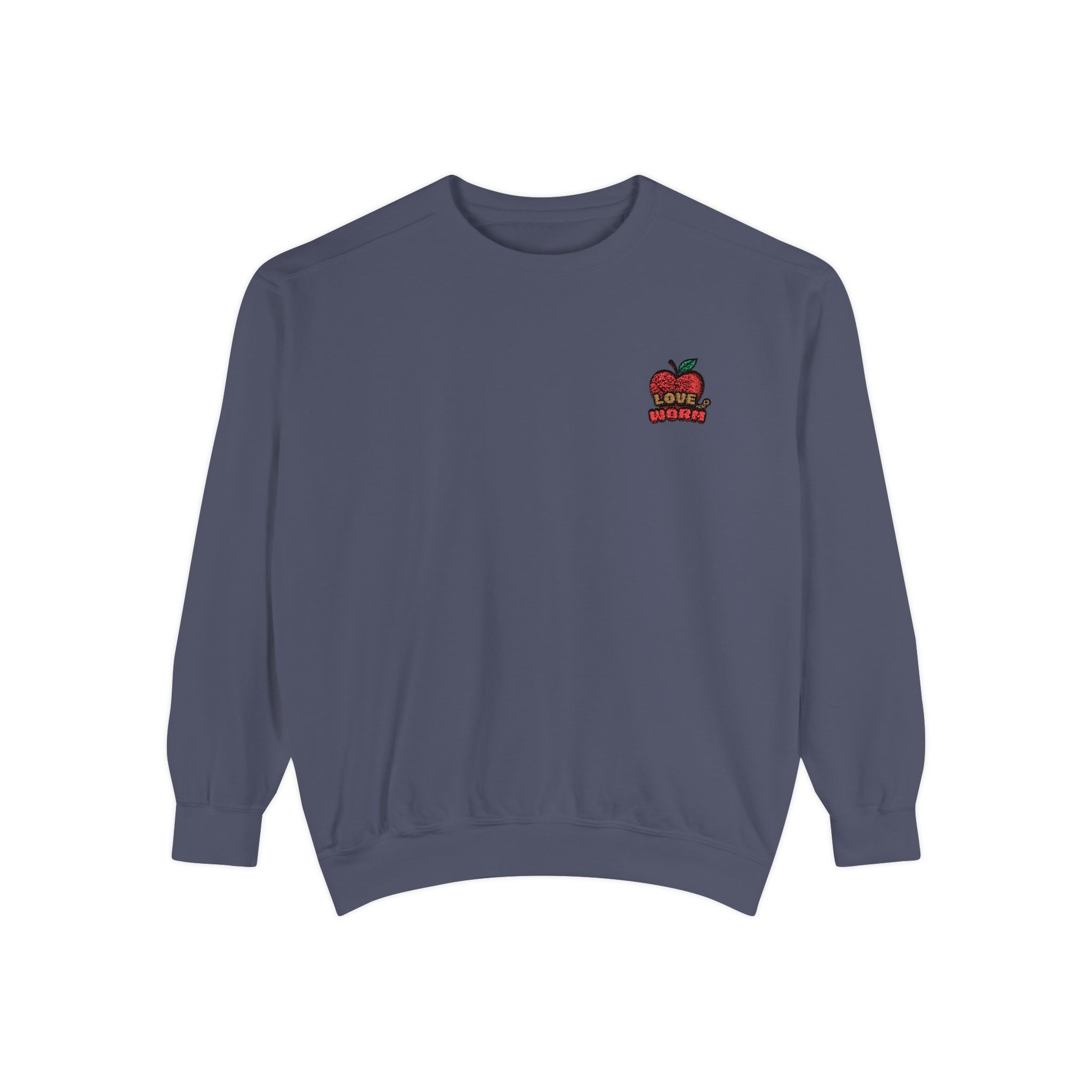 Apple Patch Sweatshirt — Retro "Bite Me" Graphic Crewneck