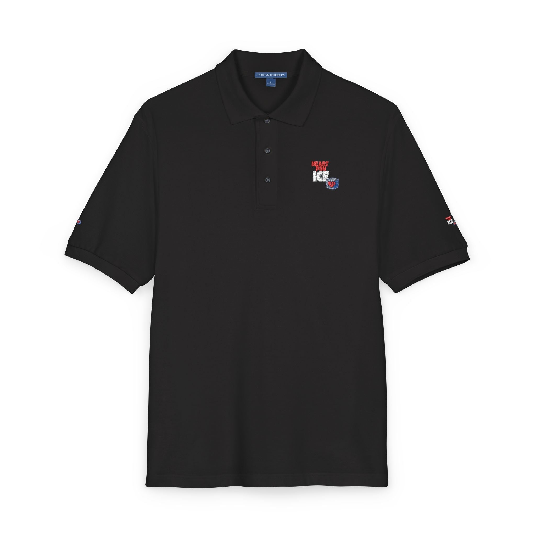 Embroidered Pride Polo Shirt – Small Heart & Flag Chest Emblem