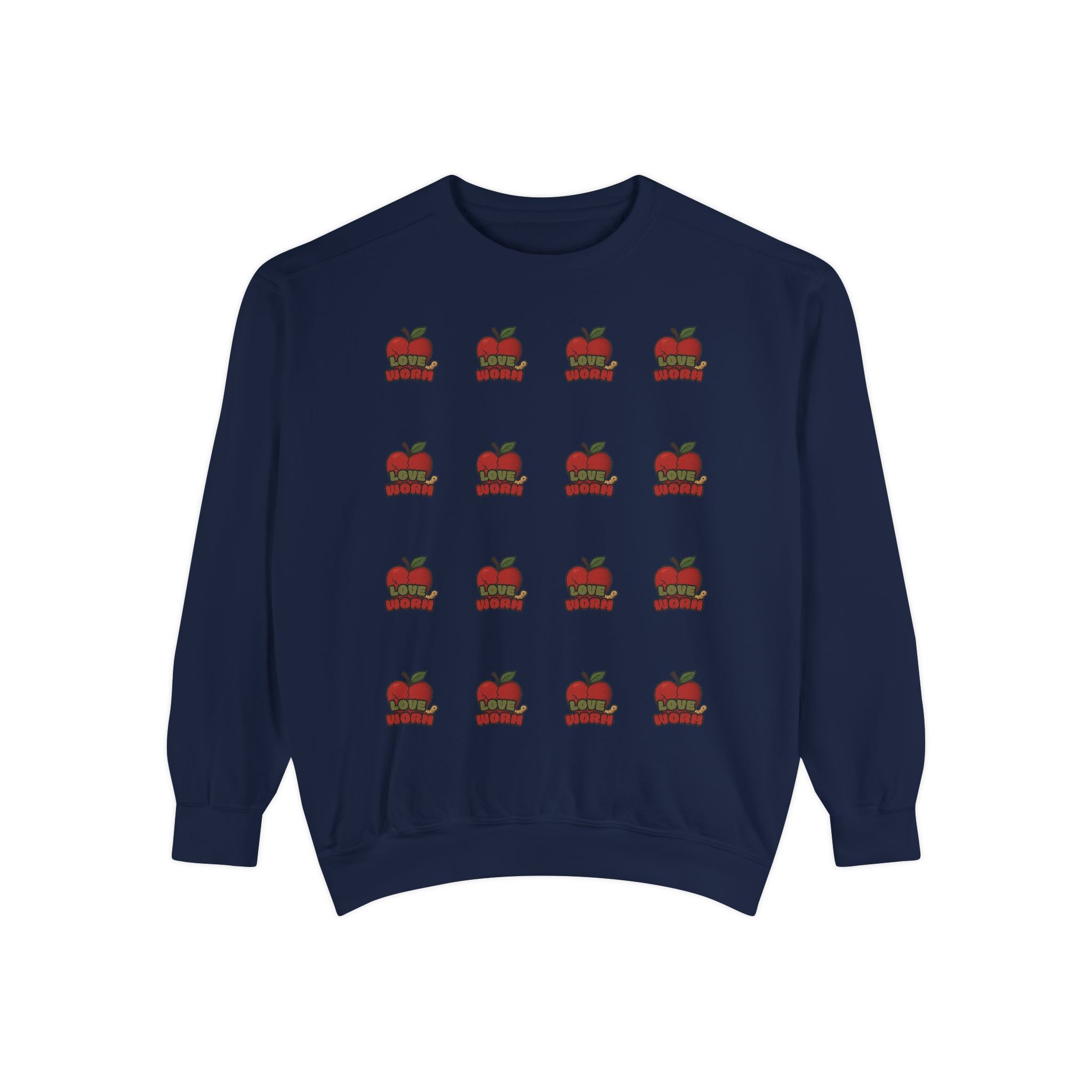 Apple Pattern Sweatshirt — Repeating Vintage Apple Crewneck for Teachers & Back-to-School