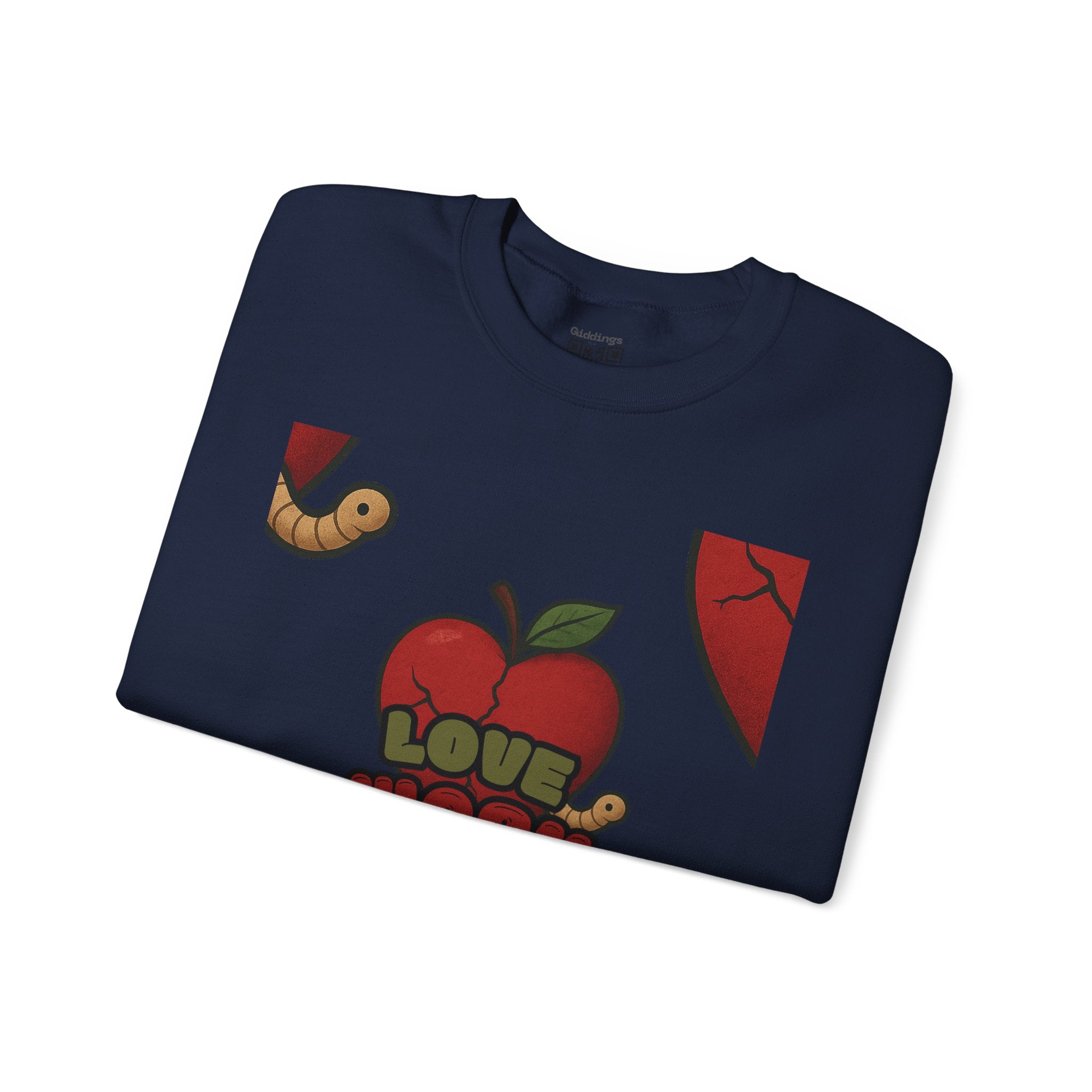 Crewneck Sweatshirt — 'Love, Worm' Apple Graphic Cozy Pullover