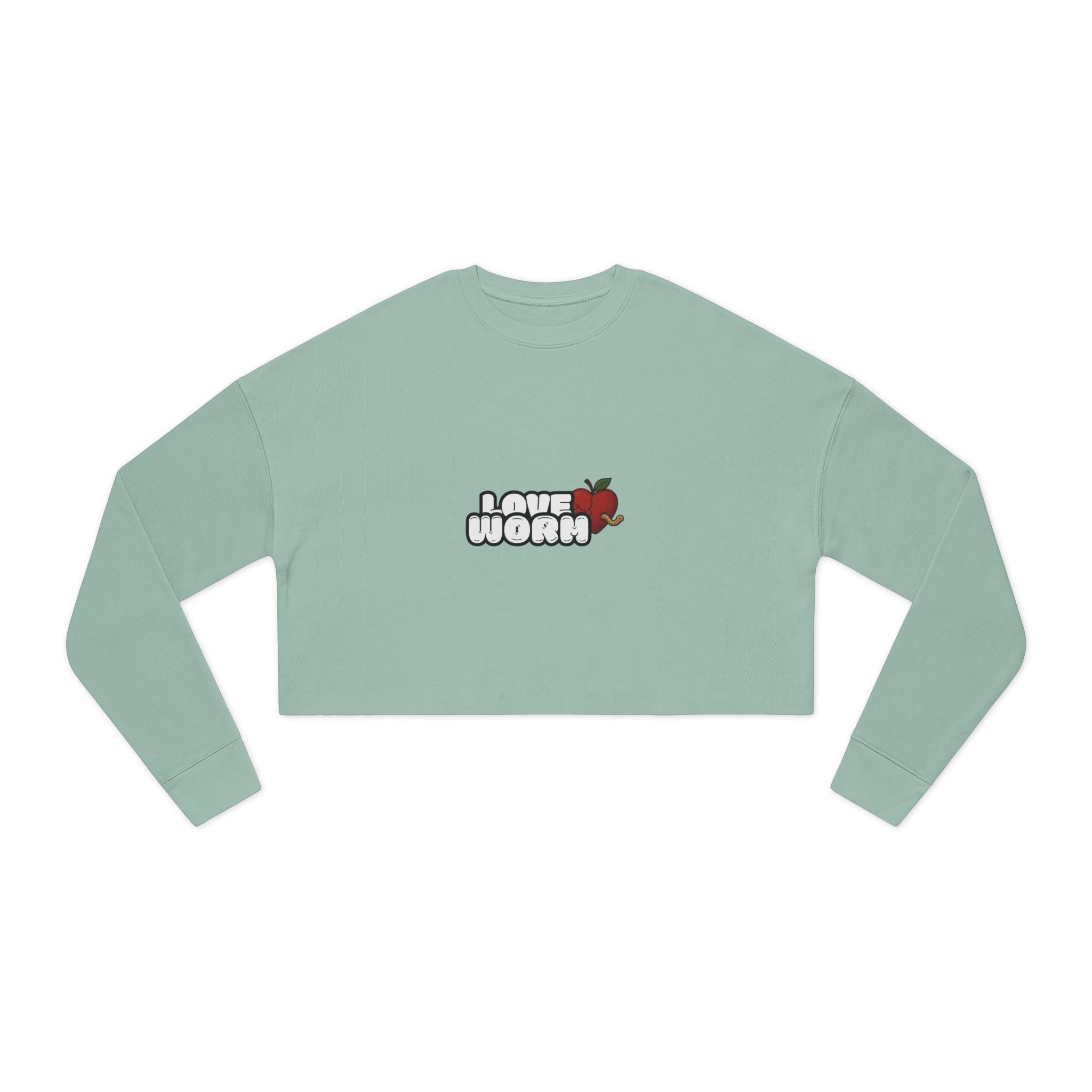 I Love Worm Cropped Sweatshirt — Cute Girly Graphic Crop Top