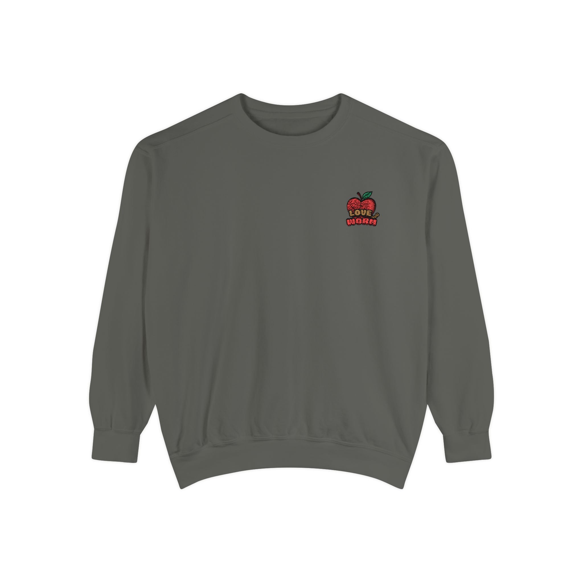 Apple Patch Sweatshirt — Retro "Bite Me" Graphic Crewneck