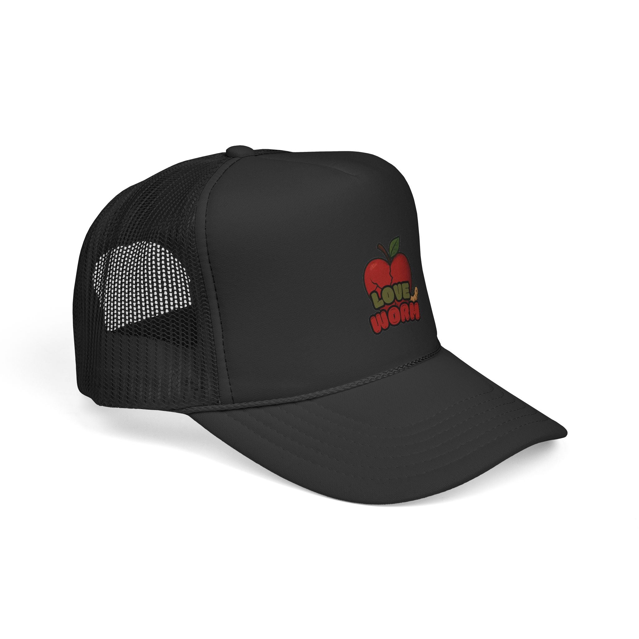 Red Trucker Hat — 'Love Worn' Graphic Cap