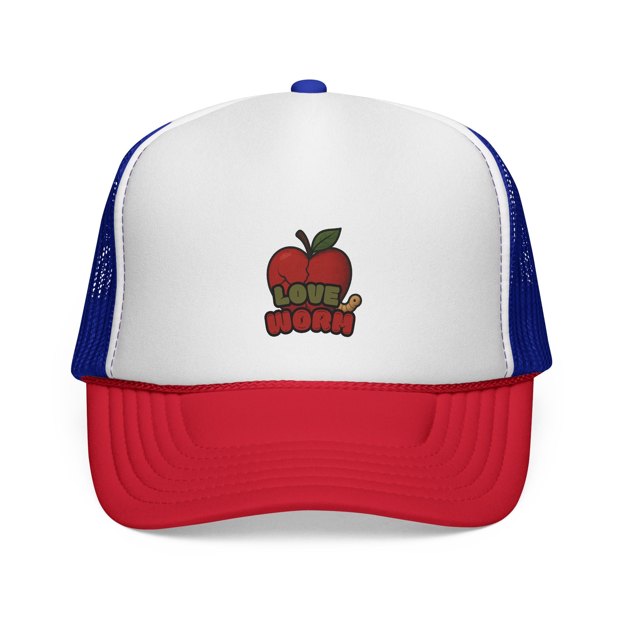 Red Trucker Hat — 'Love Worn' Graphic Cap