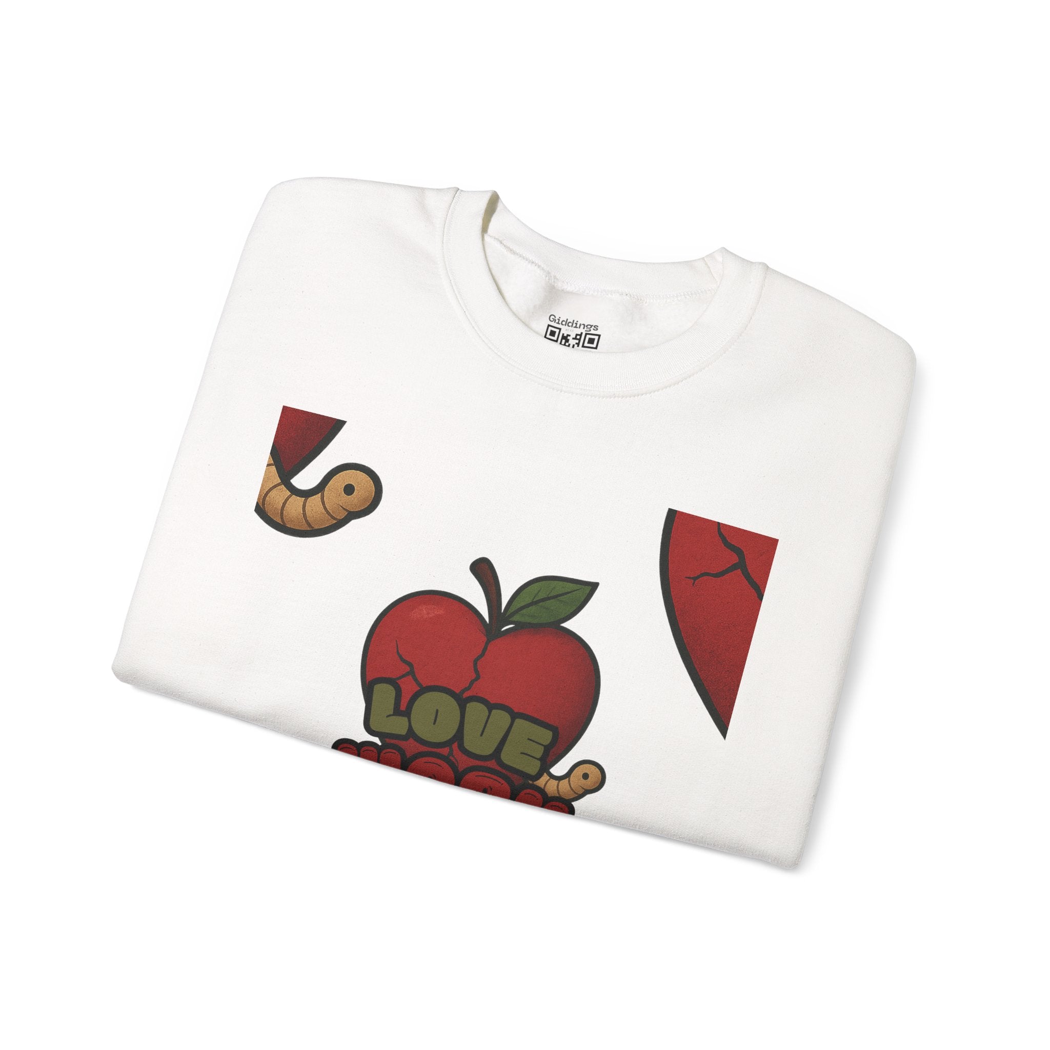 Crewneck Sweatshirt — 'Love, Worm' Apple Graphic Cozy Pullover