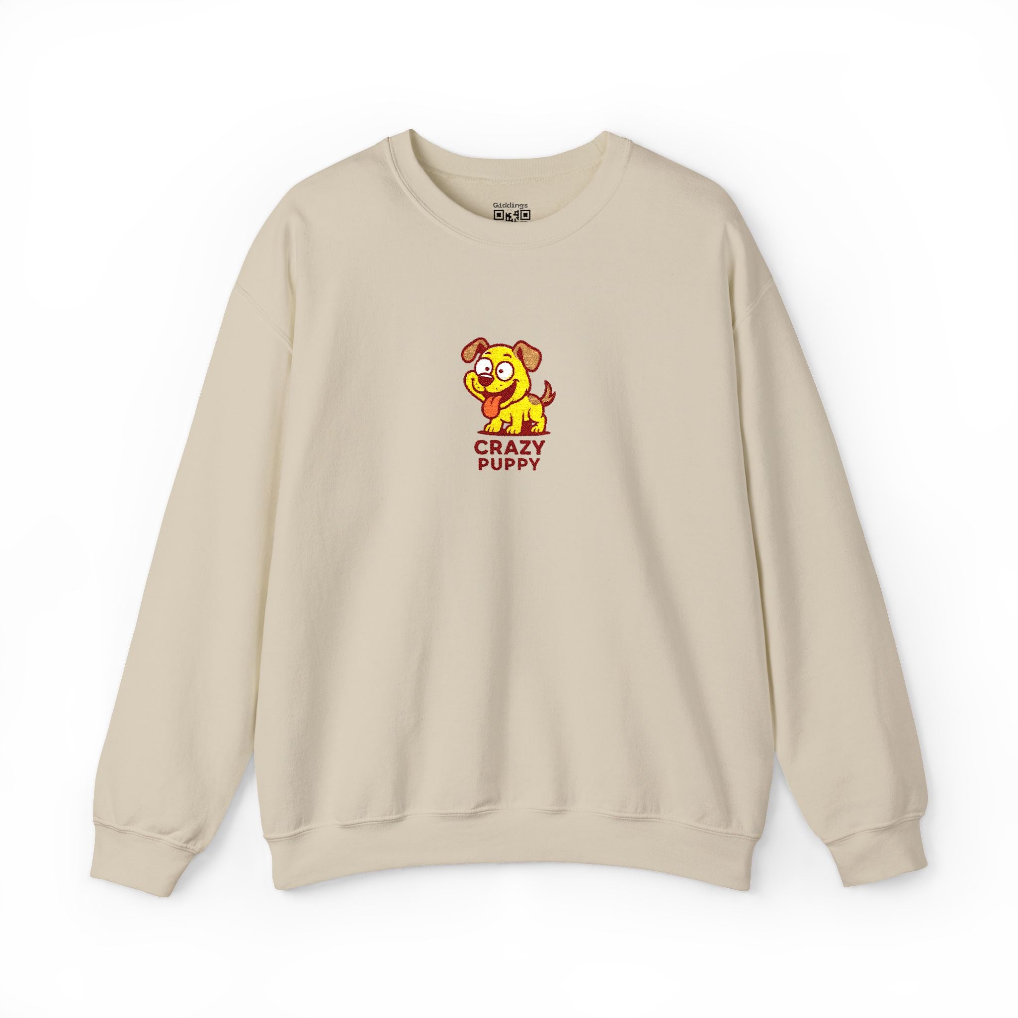Crazy Puppy Crewneck Sweatshirt — Cute Retro Dog Graphic
