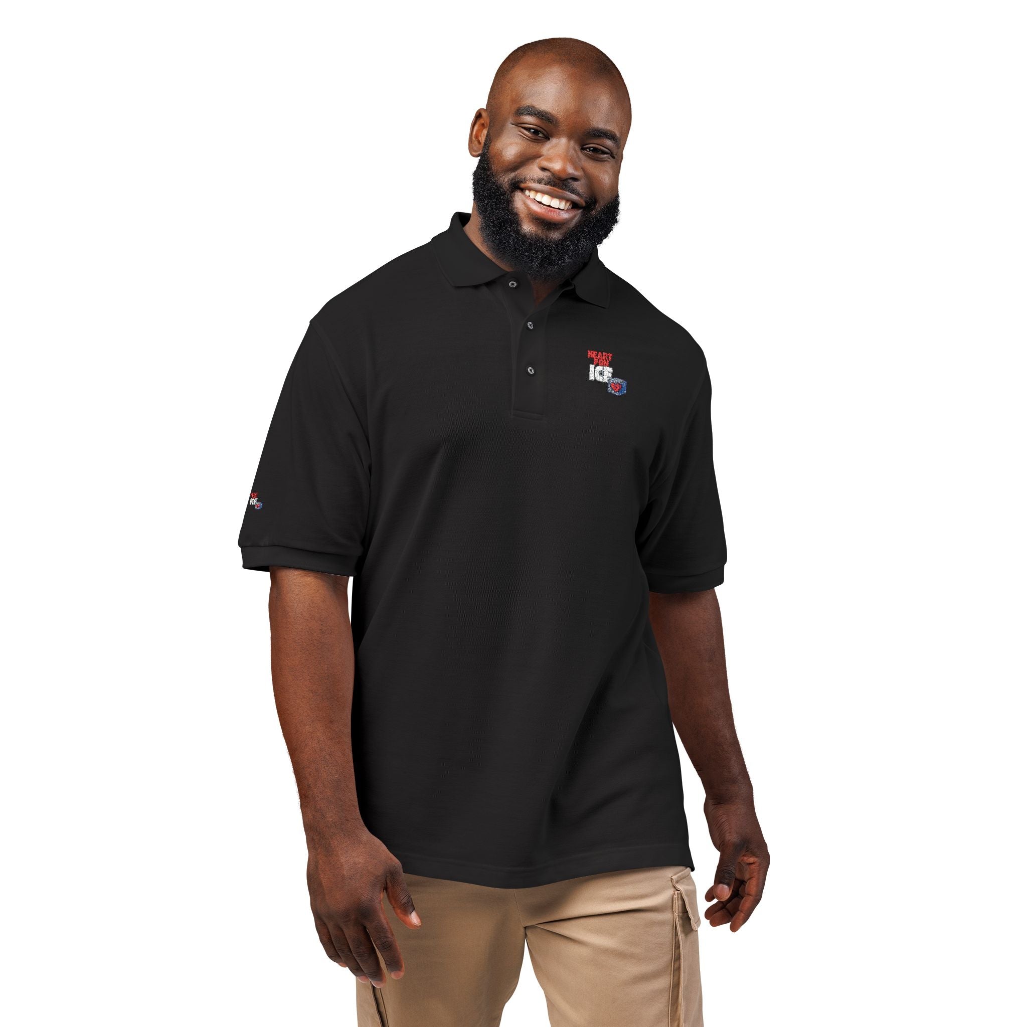 Embroidered Pride Polo Shirt – Small Heart & Flag Chest Emblem