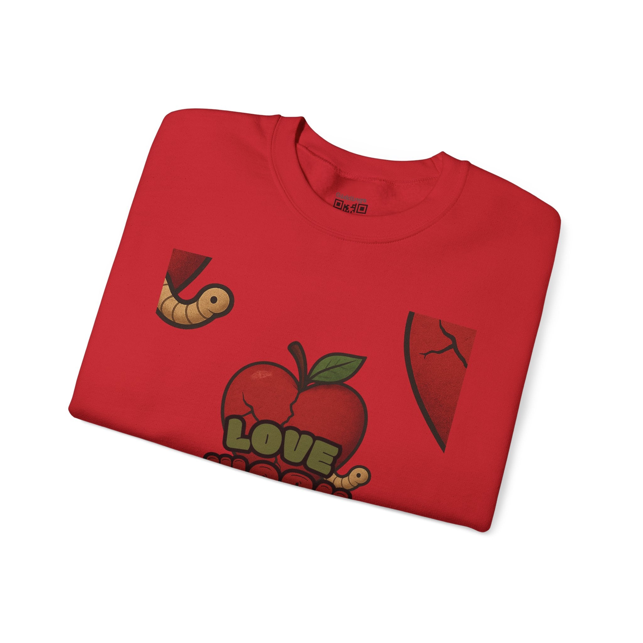 Crewneck Sweatshirt — 'Love, Worm' Apple Graphic Cozy Pullover