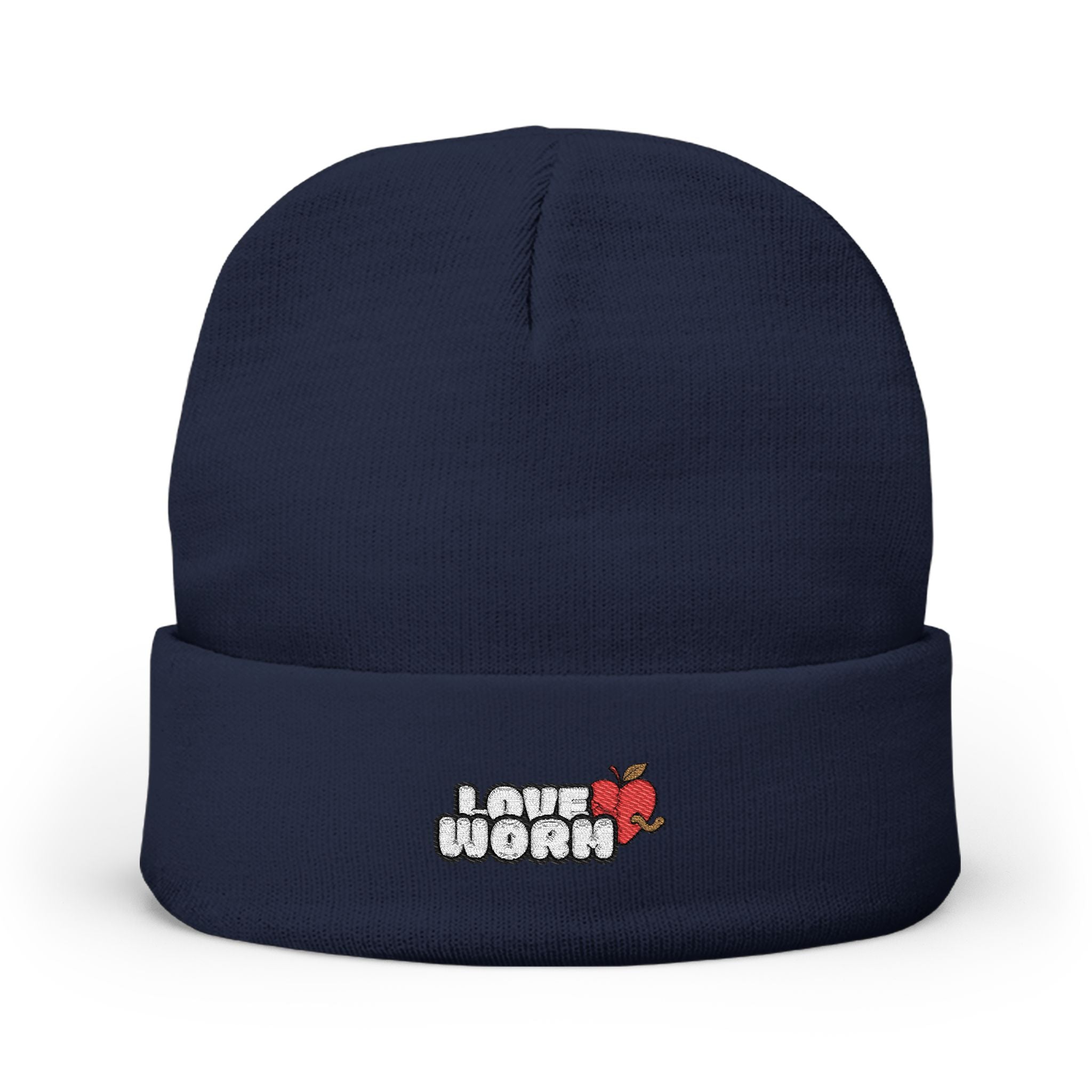 Knit Beanie — 'I Love Worms' Embroidered Cute Gardening Beanie