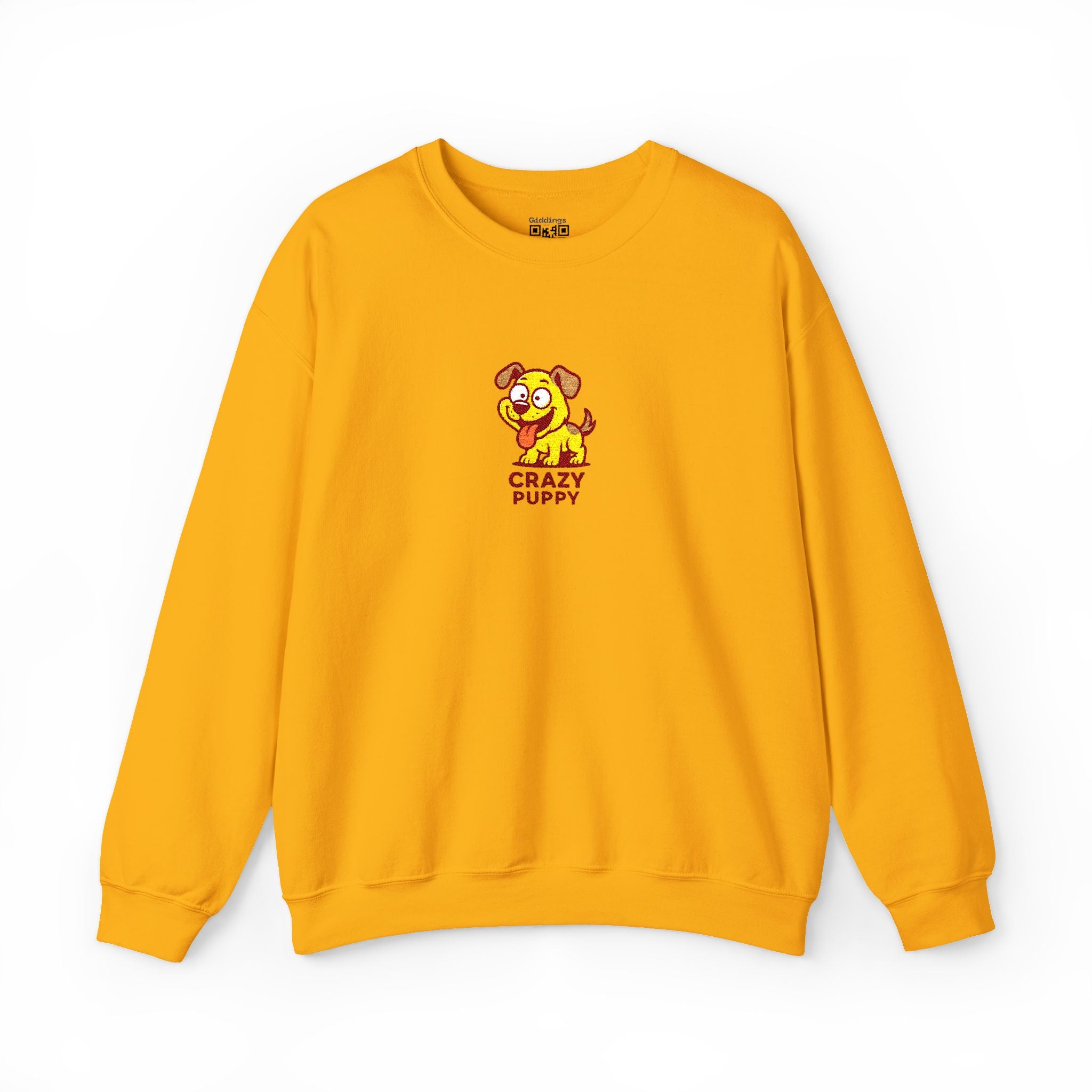 Crazy Puppy Crewneck Sweatshirt — Cute Retro Dog Graphic