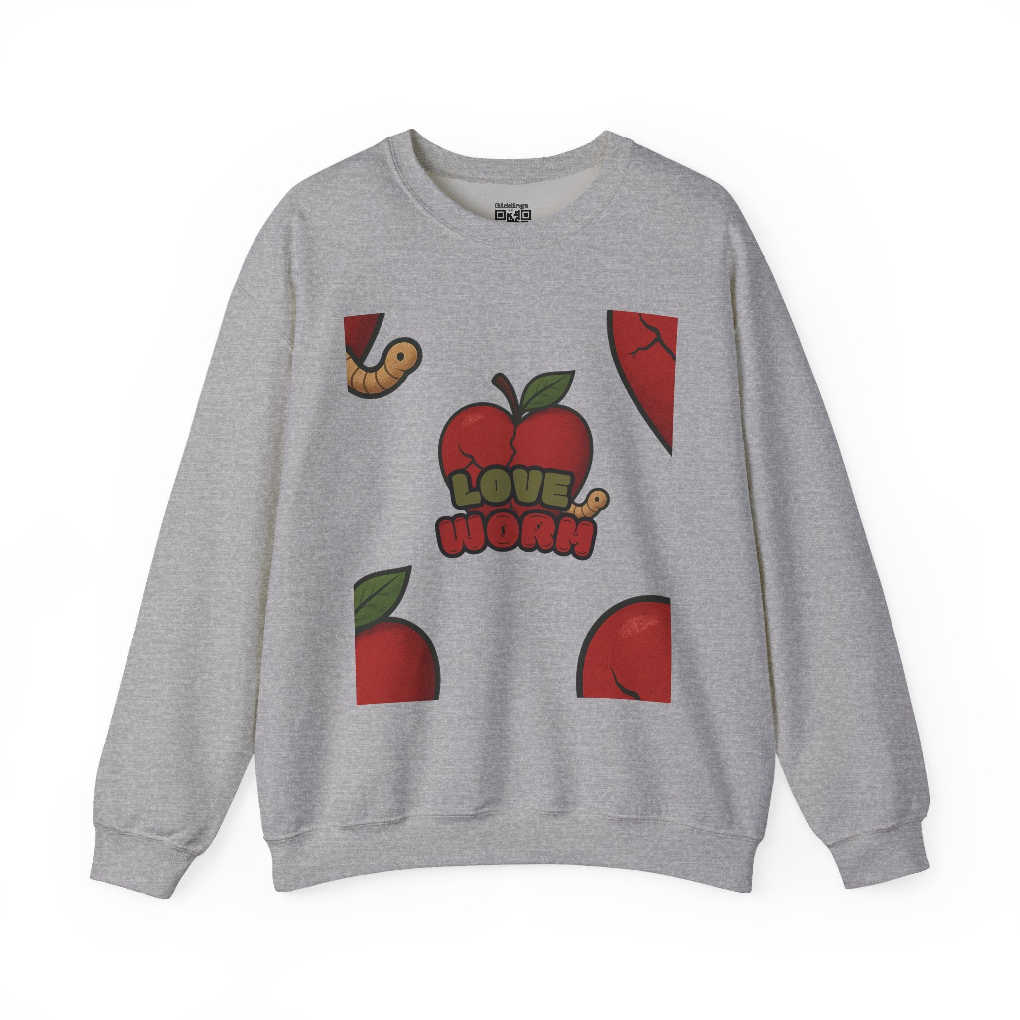 Crewneck Sweatshirt — 'Love, Worm' Apple Graphic Cozy Pullover