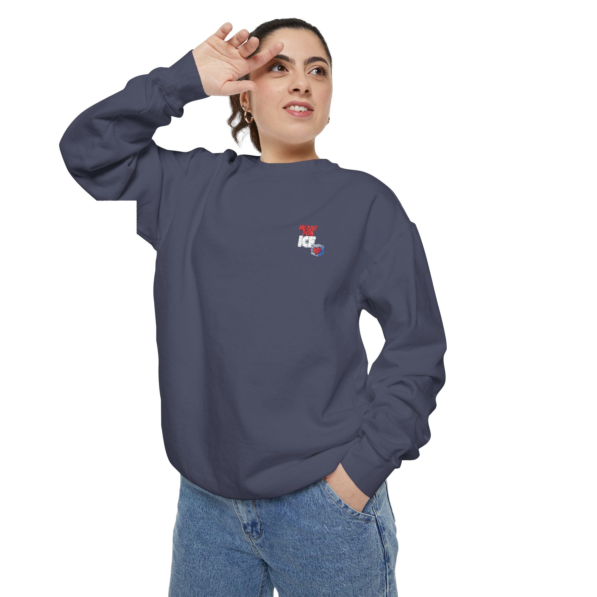 (HEART PON ICE)™ Unisex Garment-Dyed Sweatshirt (EMBROIDERY)