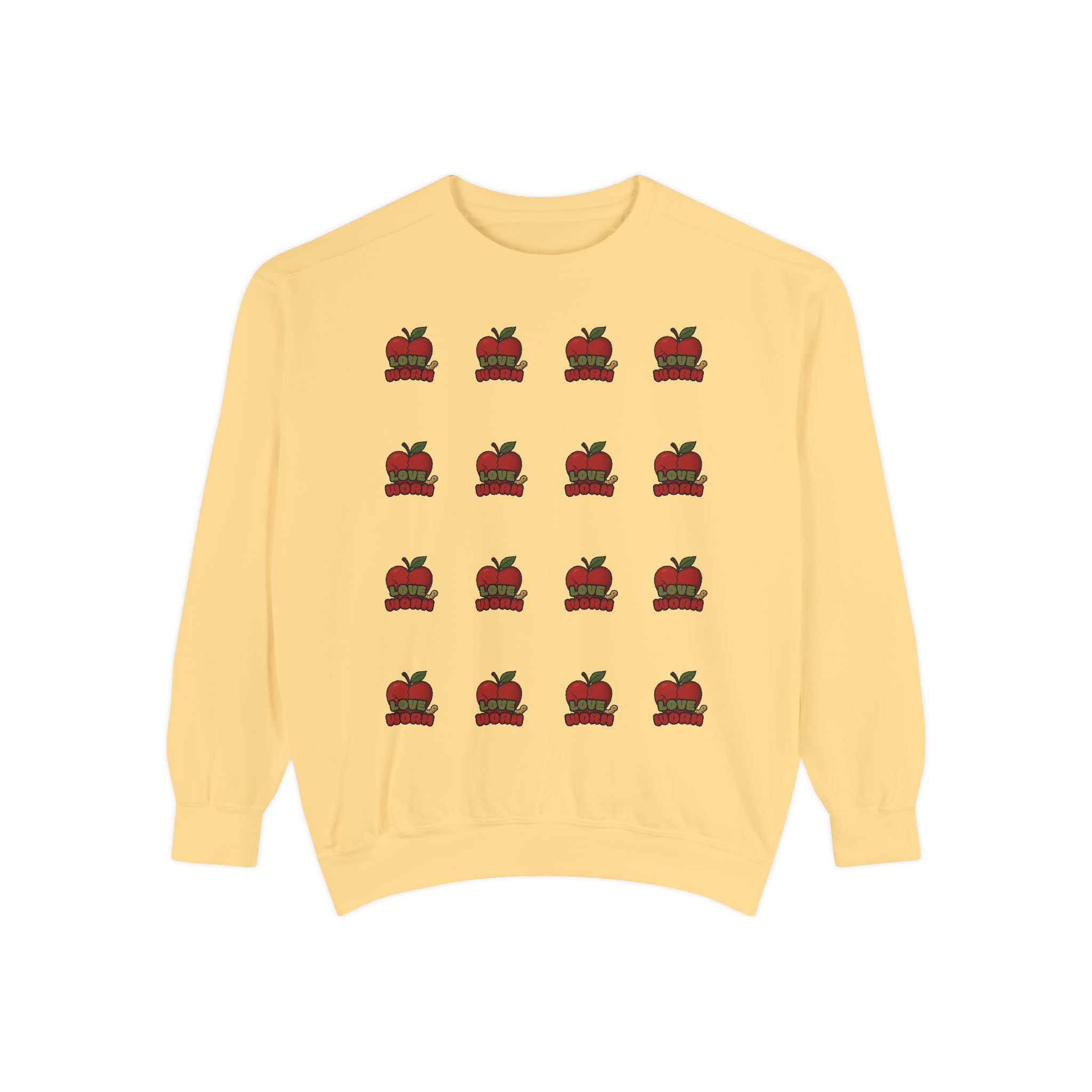 Apple Pattern Sweatshirt — Repeating Vintage Apple Crewneck for Teachers & Back-to-School