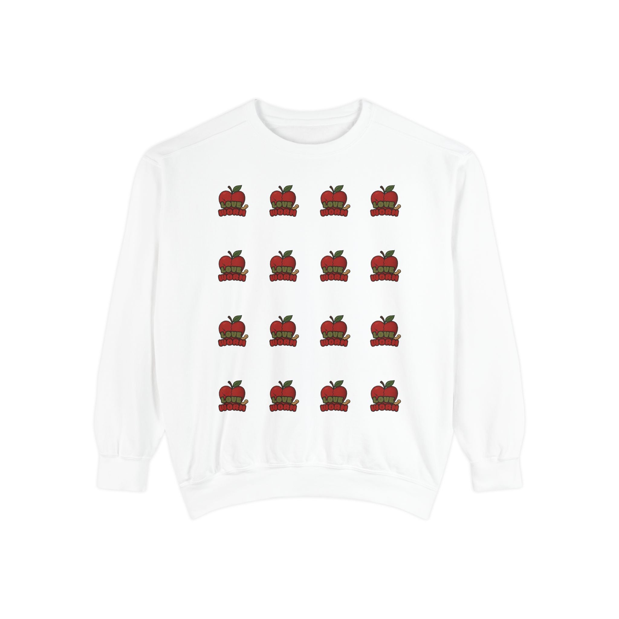 Apple Pattern Sweatshirt — Repeating Vintage Apple Crewneck for Teachers & Back-to-School