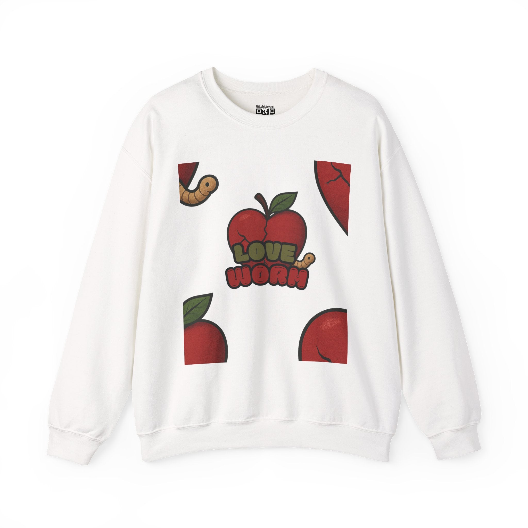 Crewneck Sweatshirt — 'Love, Worm' Apple Graphic Cozy Pullover