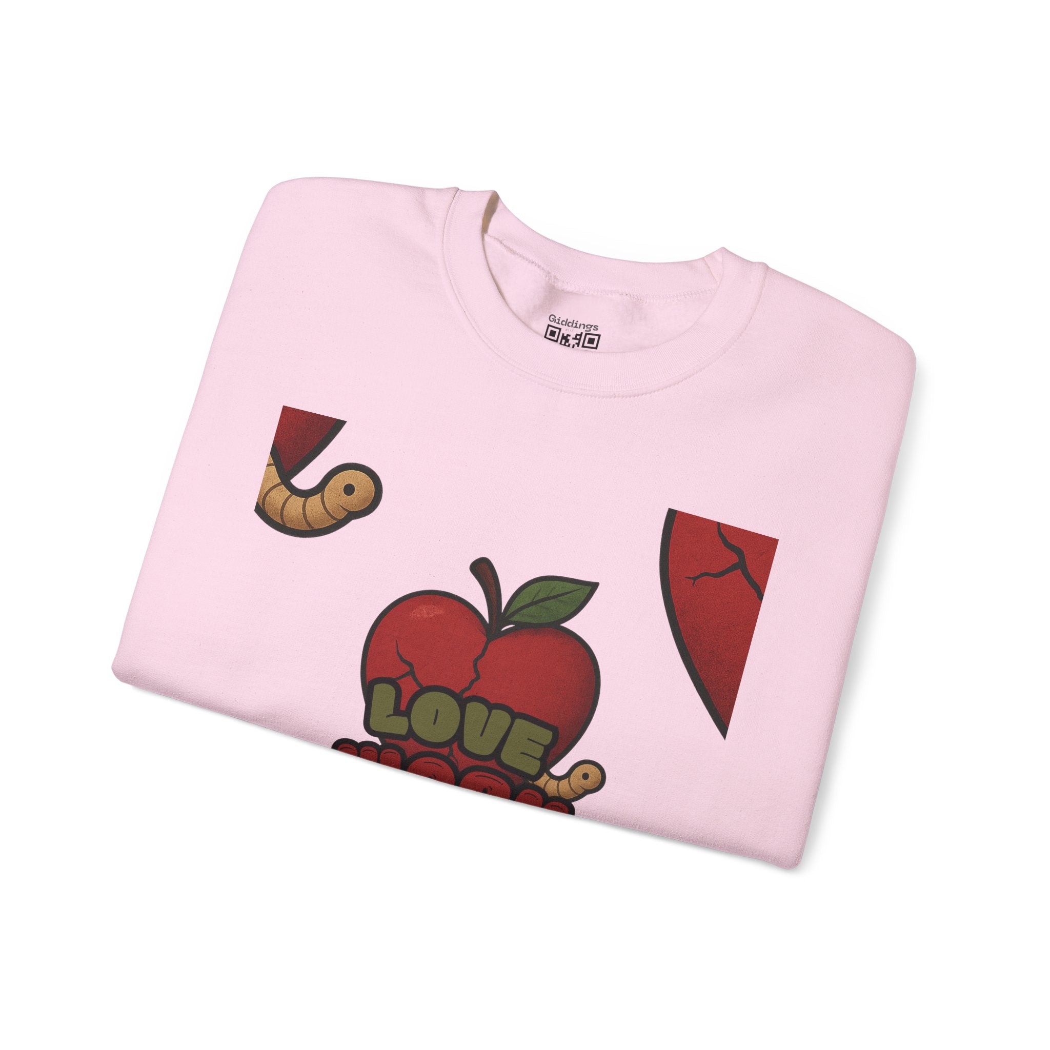 Crewneck Sweatshirt — 'Love, Worm' Apple Graphic Cozy Pullover