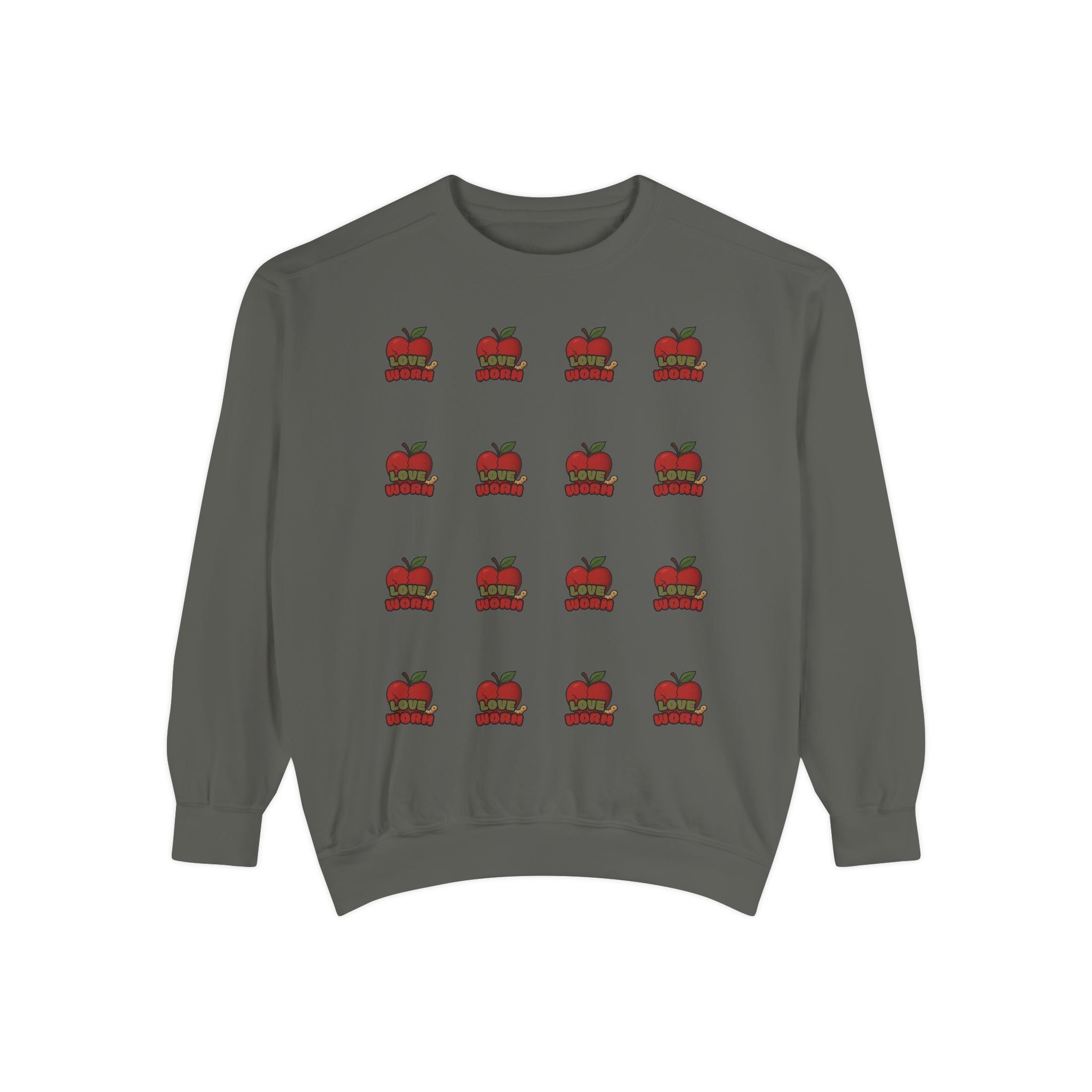 Apple Pattern Sweatshirt — Repeating Vintage Apple Crewneck for Teachers & Back-to-School